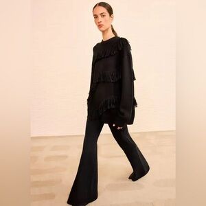 Ina Fringe Pullover Knit Sweater - Cowrie NEW